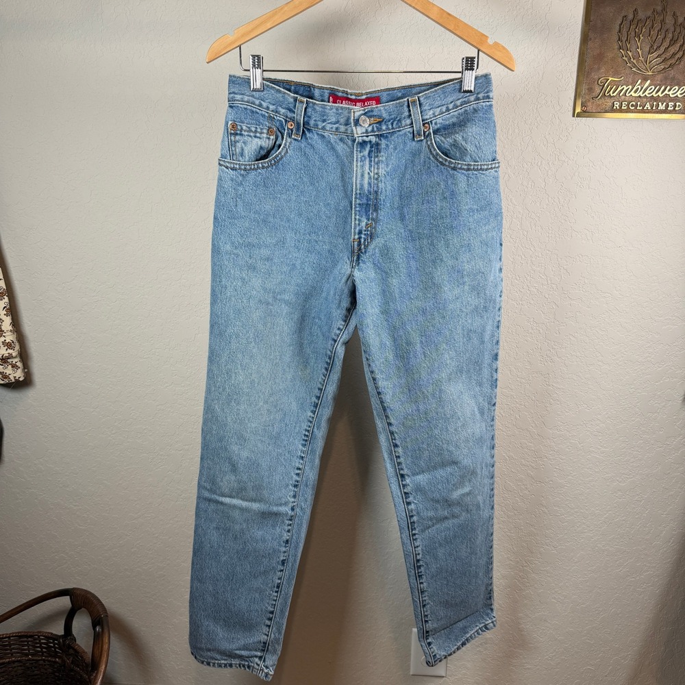 Levis 550 Classic Relaxed Fit Tapered Leg Light Wash Blue Jeans Womens 10 MIS M